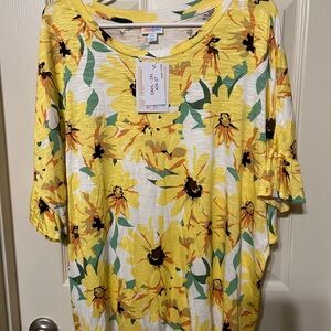 NWT Lularoe Dahl Sunflower Top Size 2XL